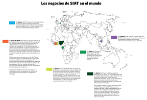 SIAT tiene actividades en Bélgica, Nigeria, Ghana, Gabón, Camboya y Costa de Marfil.