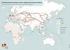 Map of the BRI global infrastructure network. Source: Mercator Institute for China Studies, May 2018