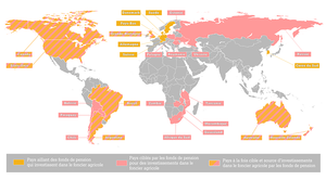 Carte : Investissements mondiaux des fonds de pension dans les terres agricoles.