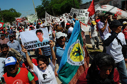 Des paysans en Argentine manifestent contre l'assassinat de Cristian Ferreyra, le 25 november 2011
