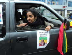 “Detengamos el acaramiento de tierras en Etiopía”. Berlín, Alemania, 29 de noviembre de 2011 (Foto: ethiodeutschland).