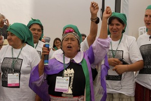 Indigenous peasant populations are the first in line to defend the traditional seeds that they have selected and developed throughout centuries. Demonstration during a Convention on Biological Diversity in Curitiba in March 2006. (Photo: Douglas Mansur)