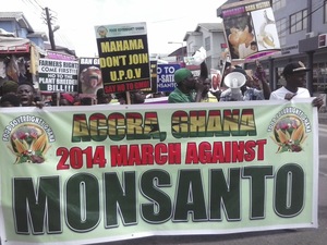Manifestação em Accra, Gana contra as OGM, em abril de 2014 (Foto: Food Sovereignty Ghana)