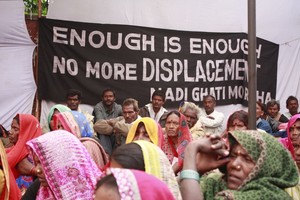 Enero 2015: Agricultores indios protestan en contra del desplazamiento. (Foto: National Alliance of Peoples Movements)