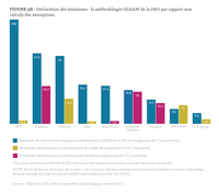 Figure 9B : Déclaration des émissions : la méthodologie GLEAM de la FAO par rapport aux calculs des entreprises.